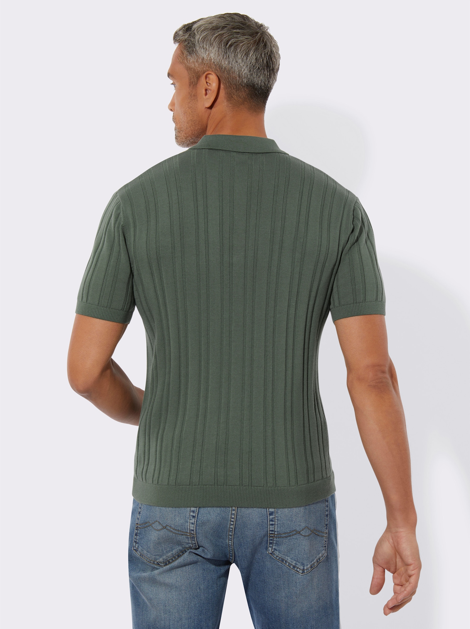 Kurzarmpullover mit 3D-Struktur - moos