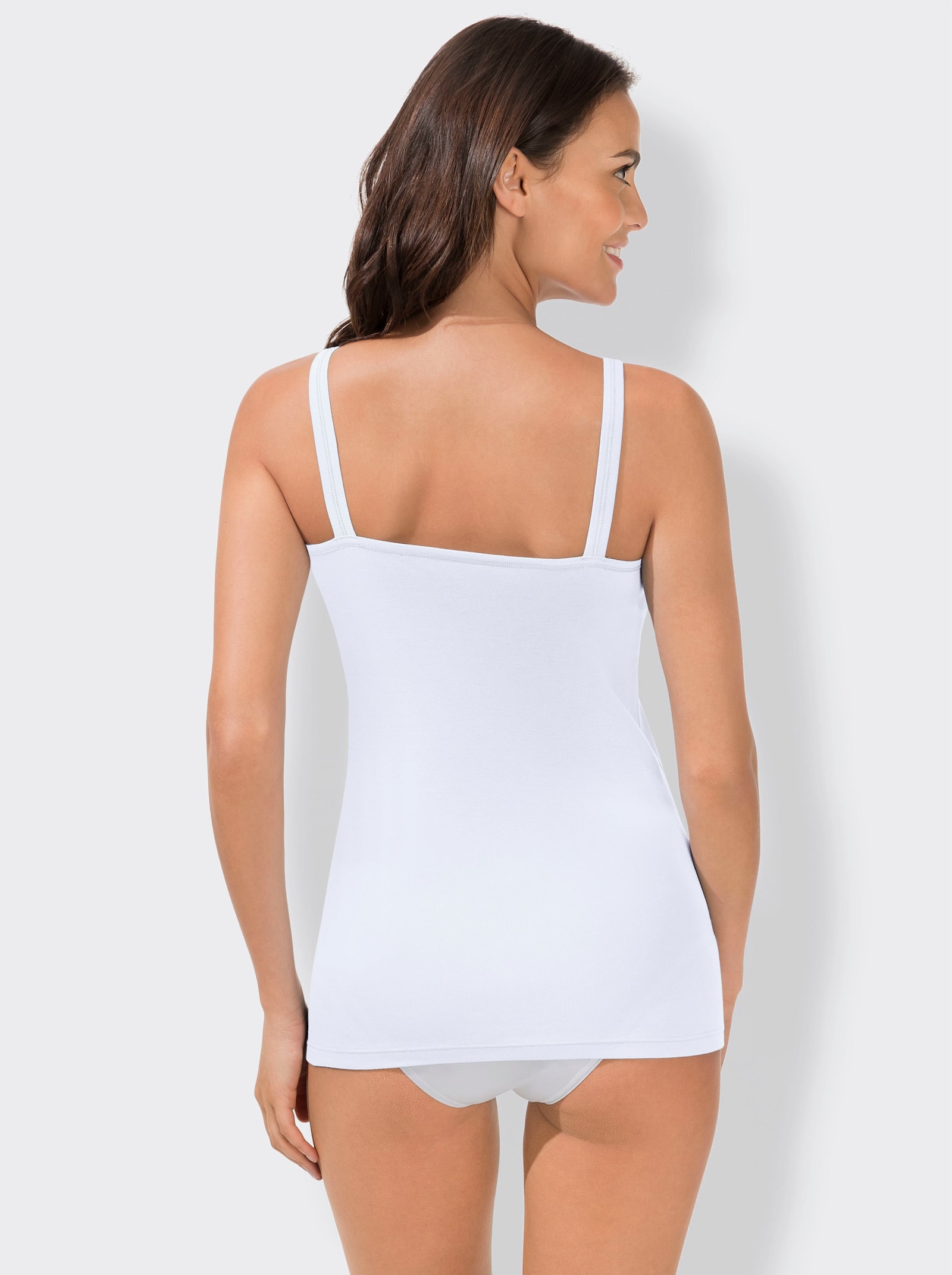 wäschepur Trägerhemd mit Batist-Motiv - weiß + apricot + champagner