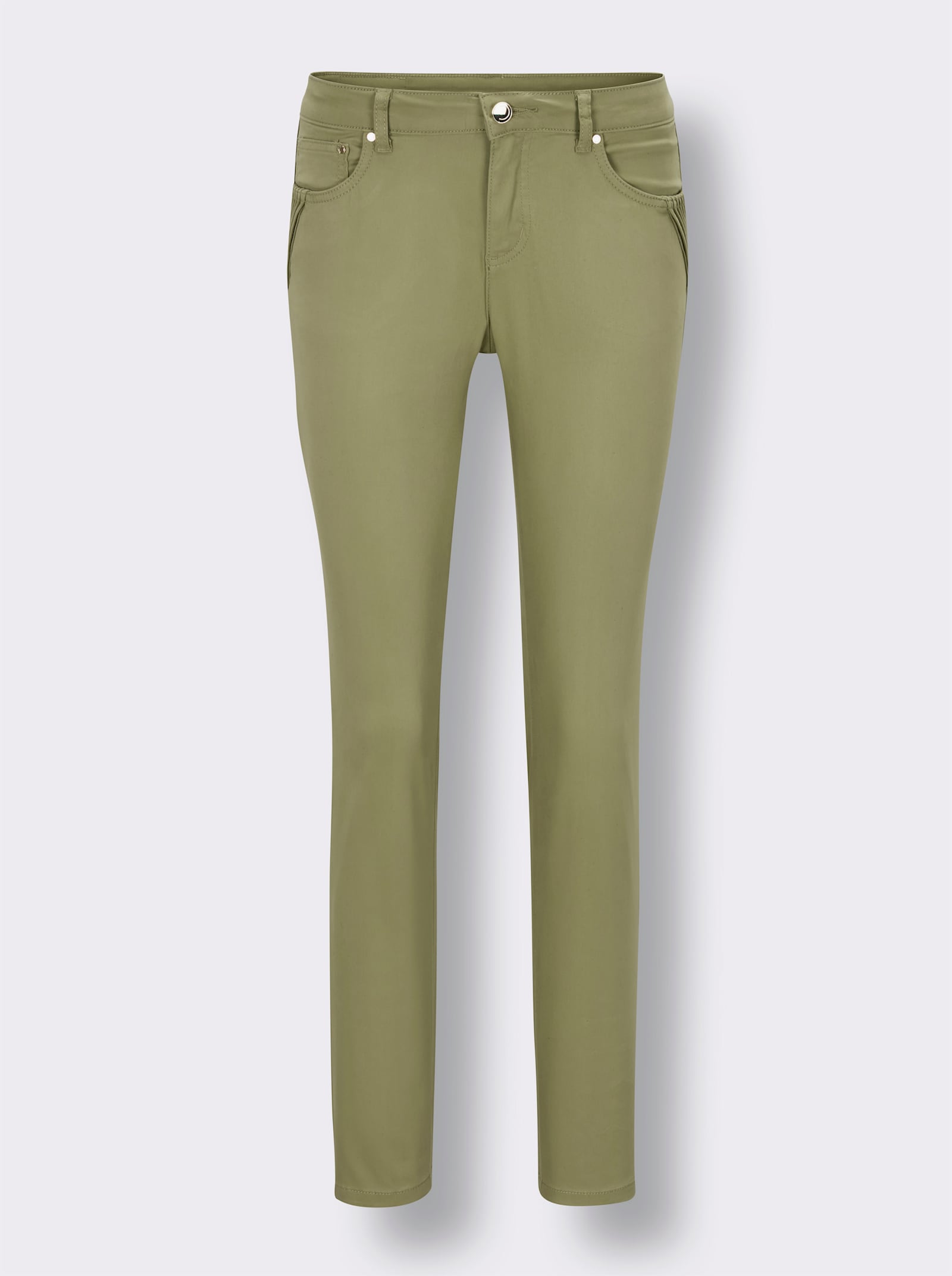 CREATION L PREMIUM 5-Pocket-Jeans mit Biesen-Verzierung an den Taschen - schilf