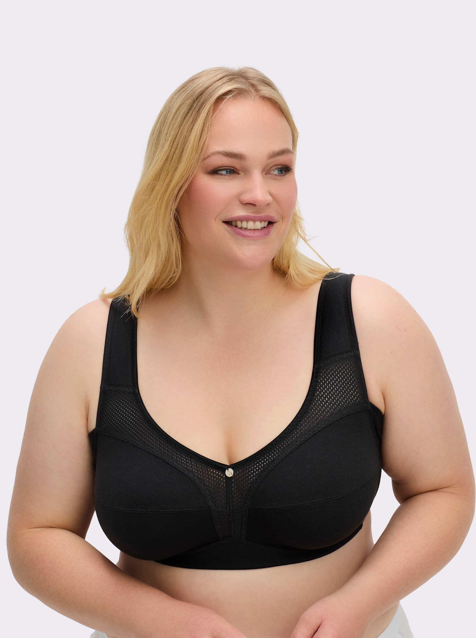 wäschepur Entlastungs-BH ohne Bügel mit breiten Komfortträgern - schwarz