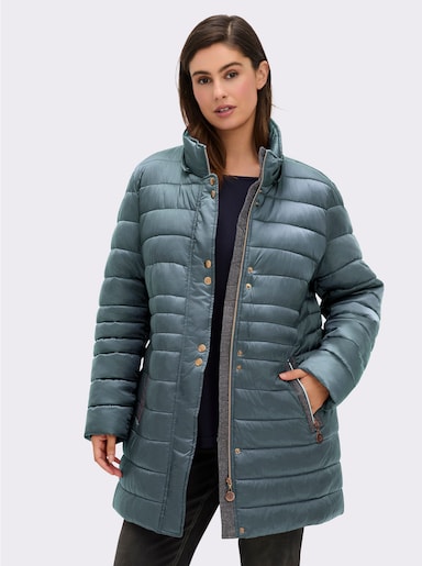 Steppjacke mit Pelz-Imitat - jade