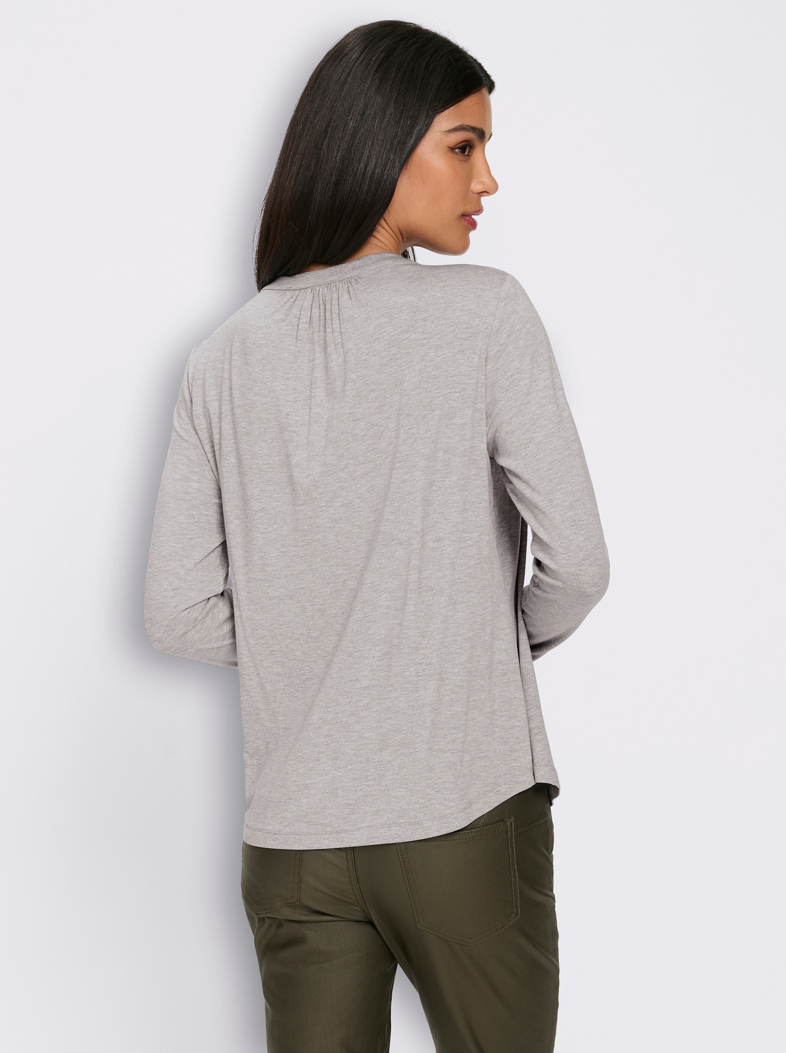 heine Langarmshirt mit Biesen - steingrau-meliert