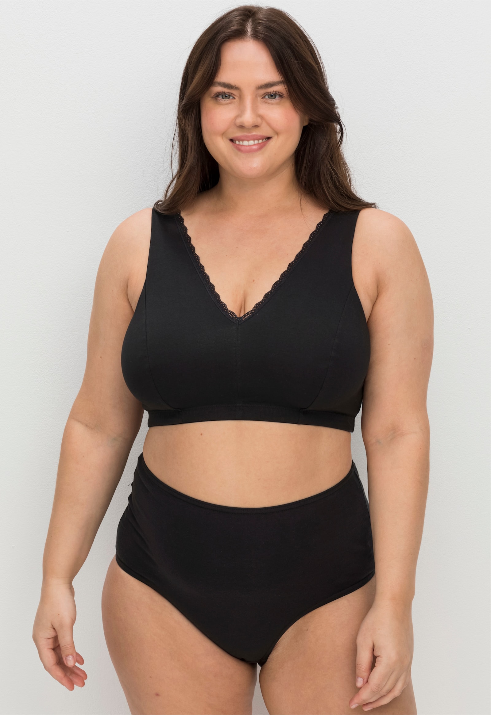 sheego Bügelloser BH in Bustier-Form, im Doppelpack - schwarz + weiß