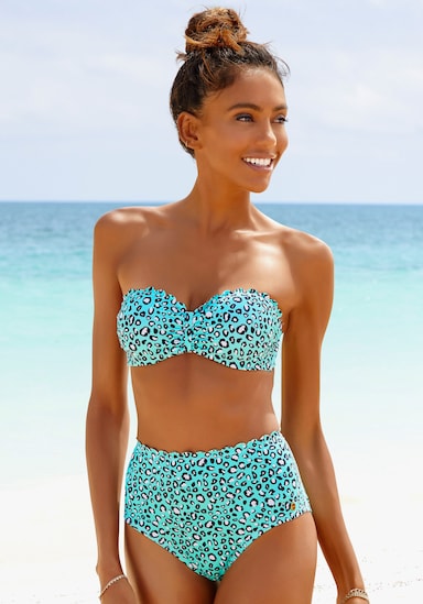 LASCANA haut de bikini bandeau à armatures - menthe imprimé