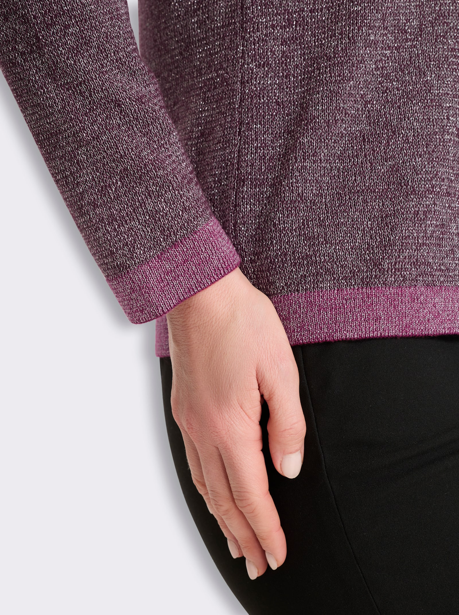 Langarm-Pullover mit glänzenden Garnen - burgund-malve