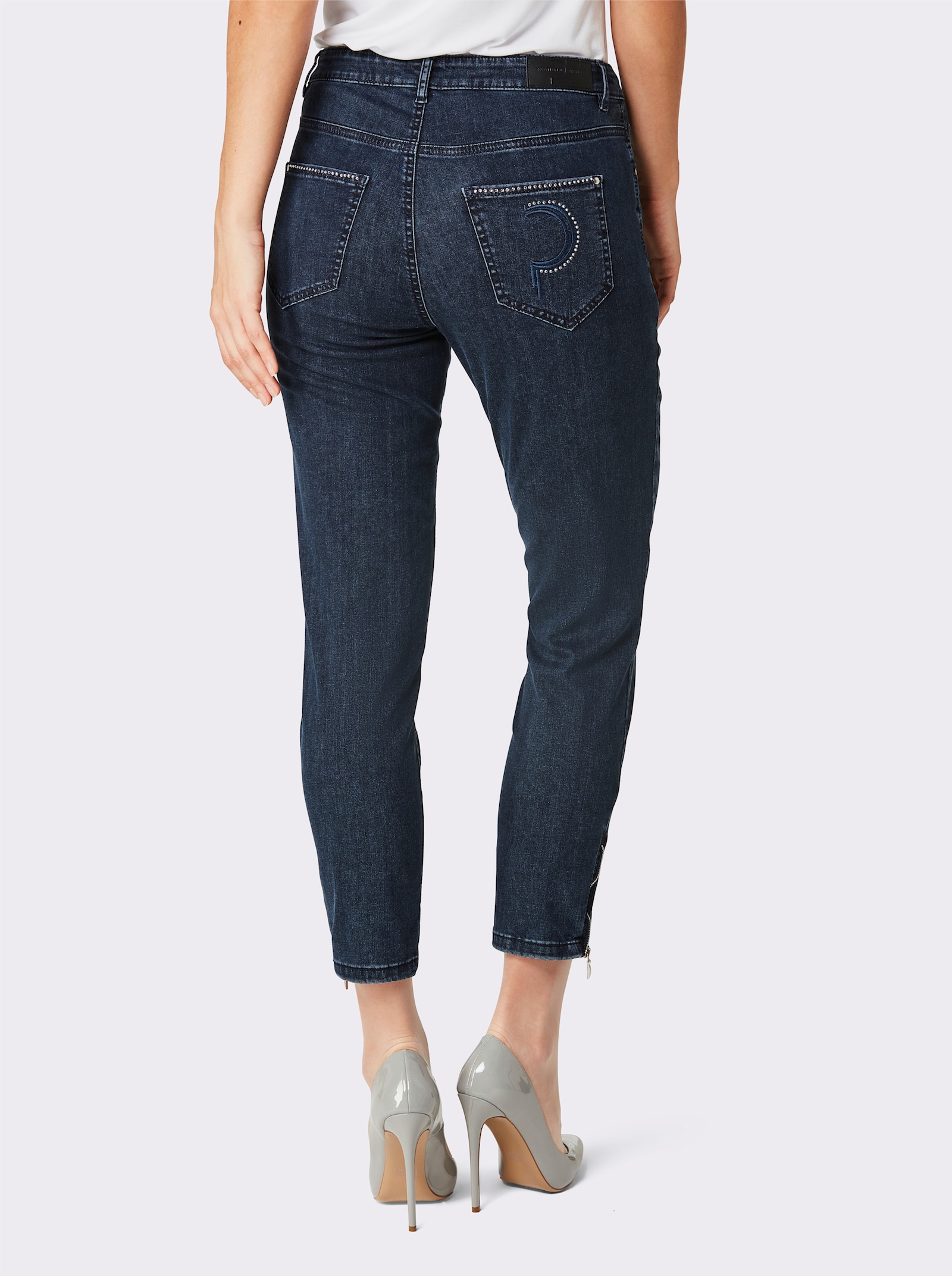 Ascari 5-Pocket-Jeans mit Strass-Applikation - dark blue