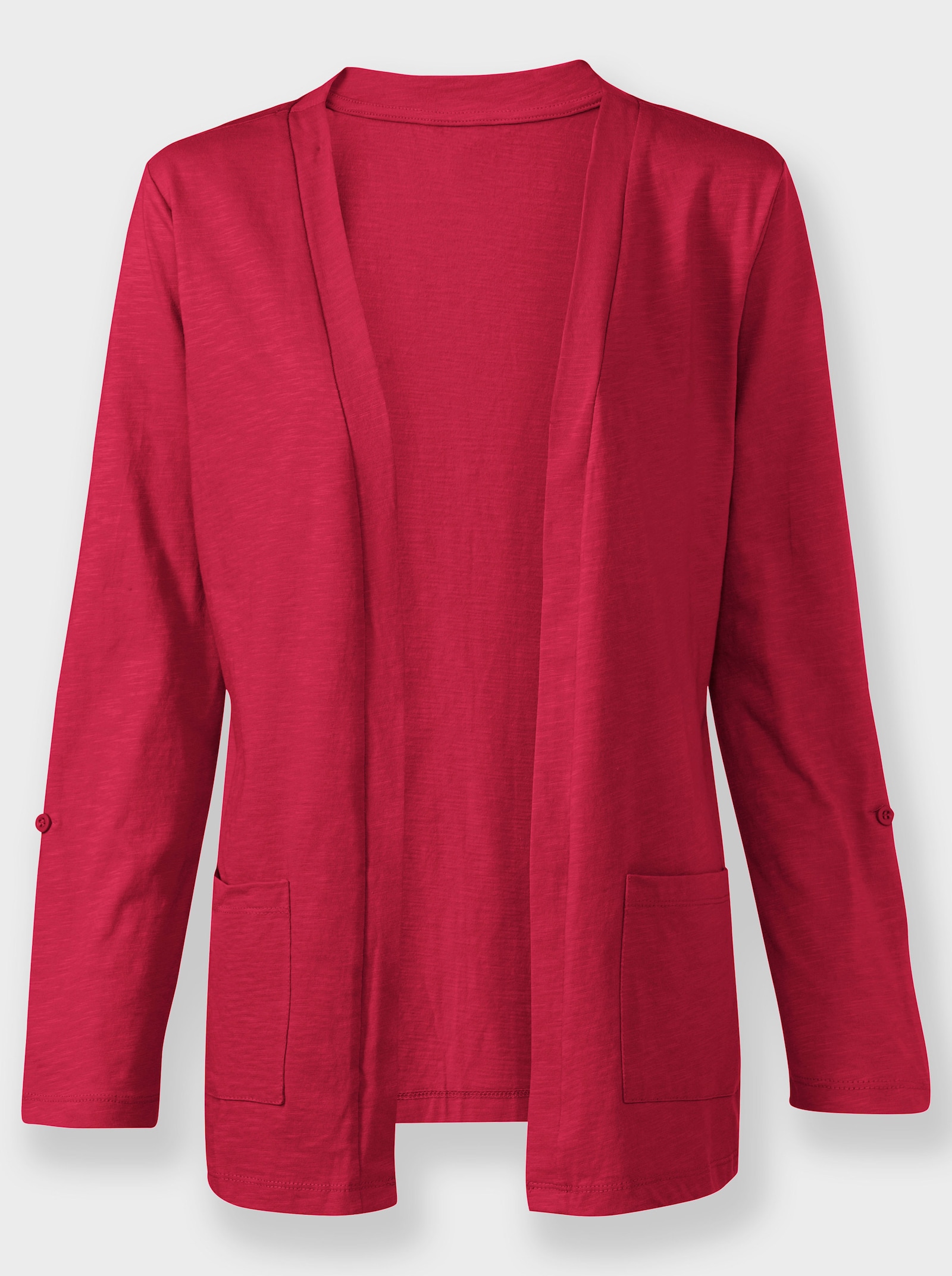 Shirtjacke mit Flammgarn-Struktur - erdbeere