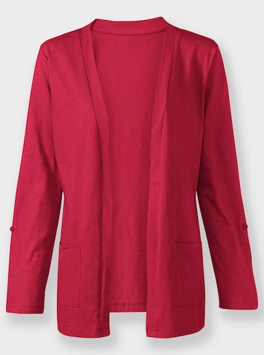 Shirtjacke mit Flammgarn-Struktur - erdbeere