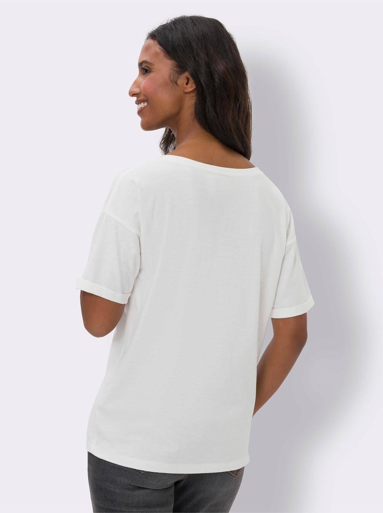 heine Shirt met ronde hals - ecru