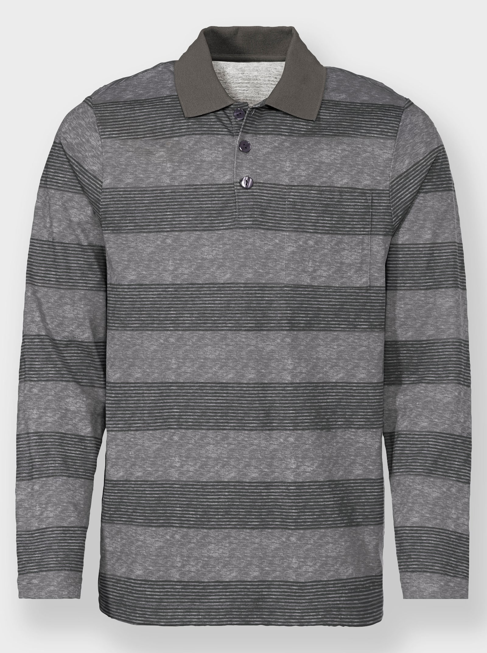 Catamaran Poloshirt met lange mouwen en streeppatroon - grafiet/antraciet