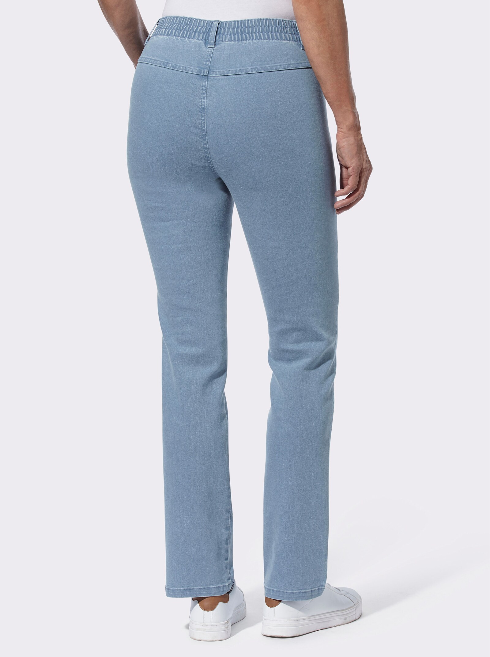 Džíny ze strečového materiálu - bělená modrá + černý denim