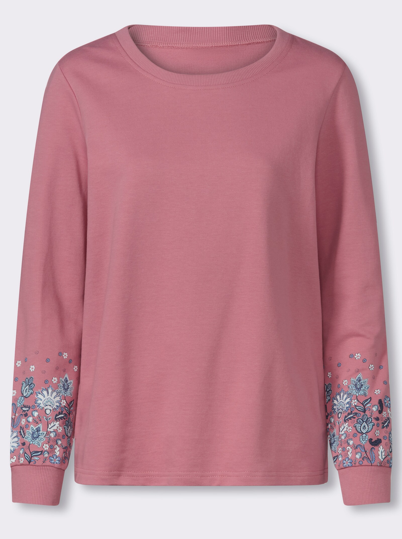 Sweatshirt mit Blütenprint an den Ärmeln - altrosa-bedruckt