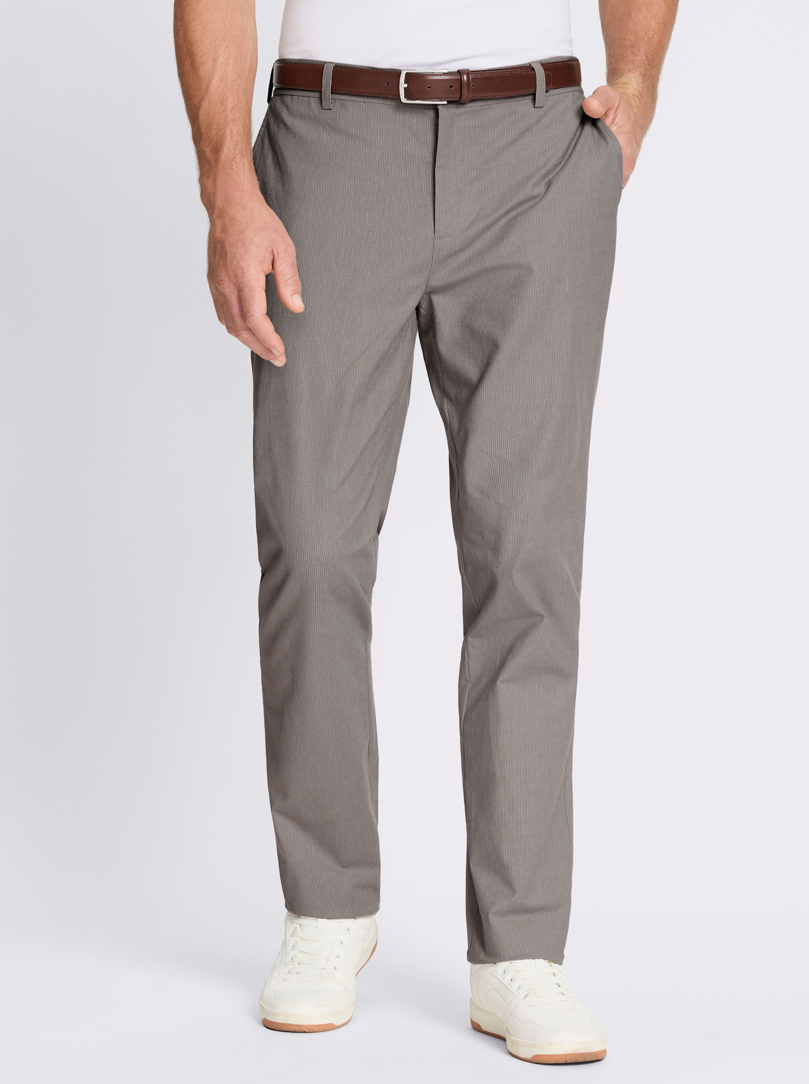 Marco Donati Hose mit Rundum-Dehnbund - taupe-gestreift