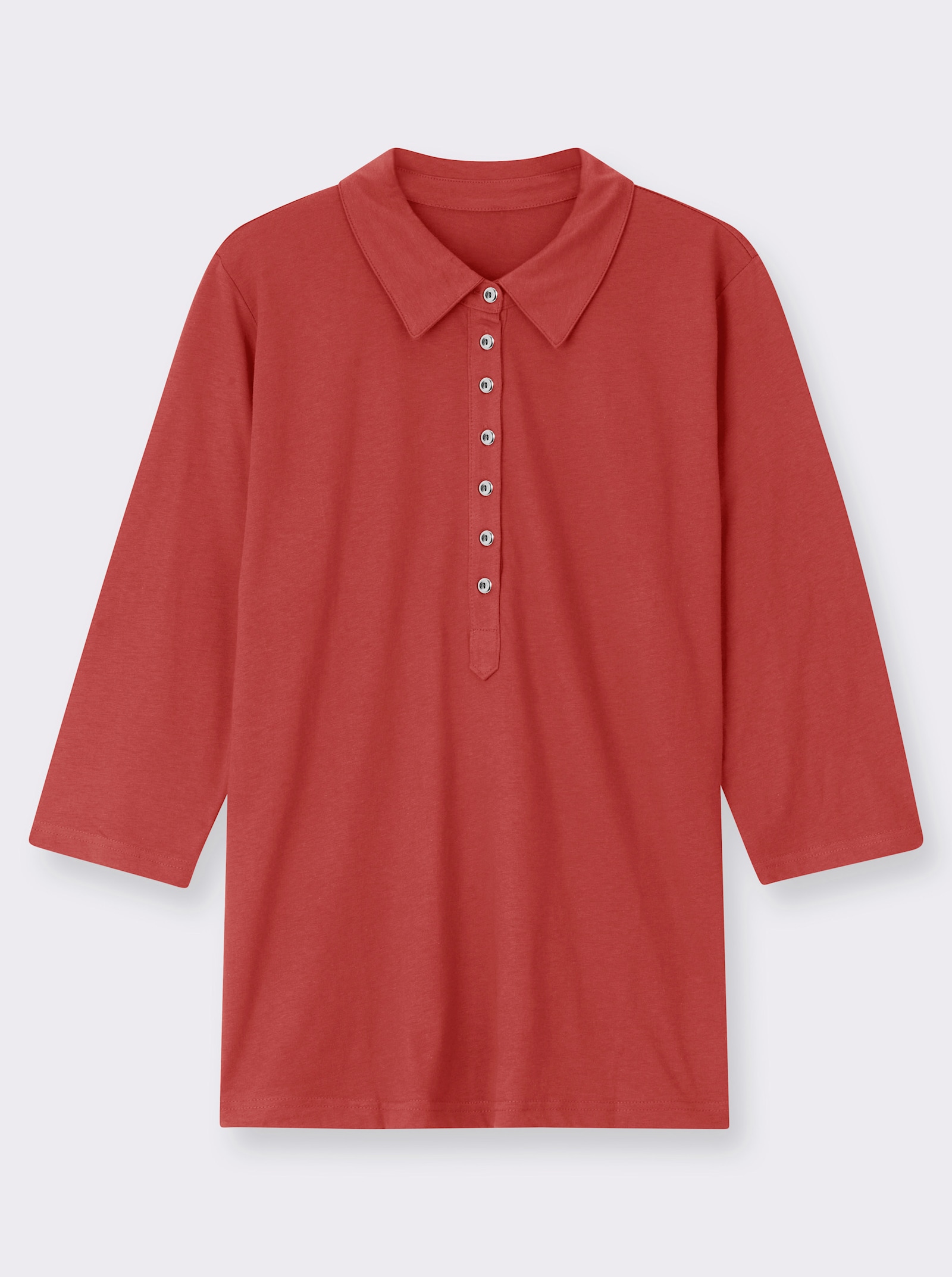 Poloshirt mit langer Knopfleiste - rostrot