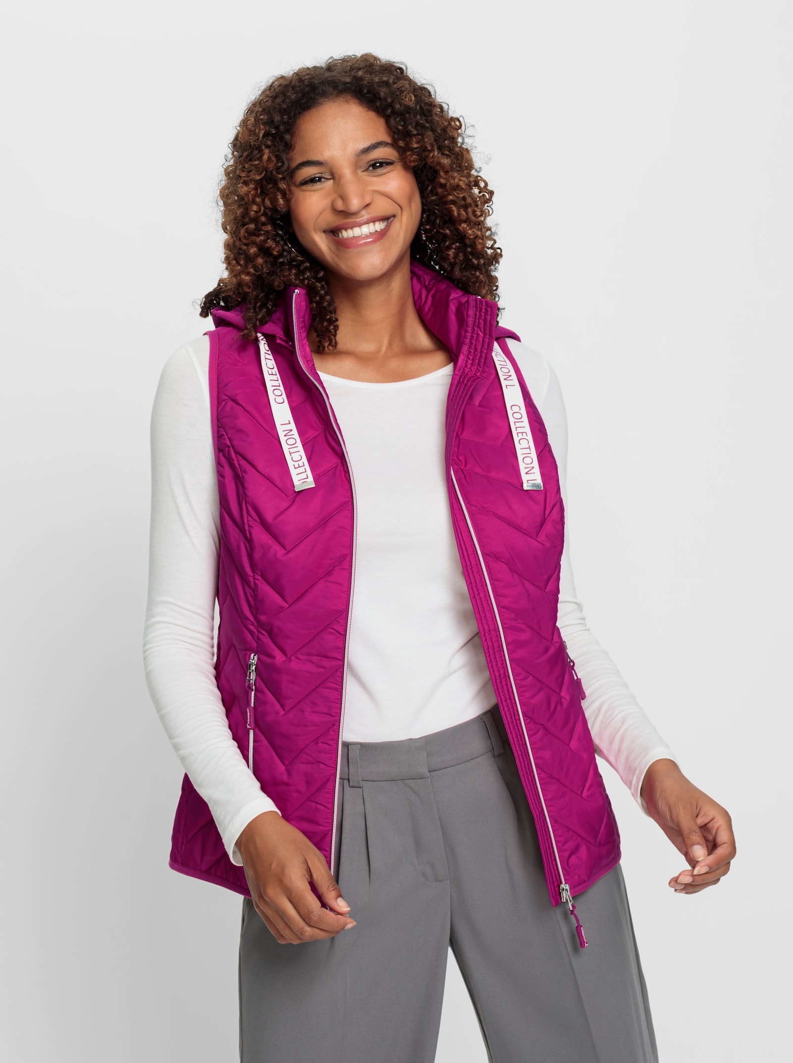 Steppweste im Zickzack-Muster - magenta