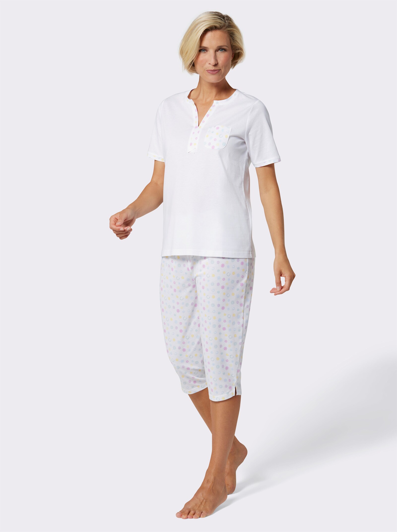 wäschepur Capri-Anzug - weiß-bedruckt