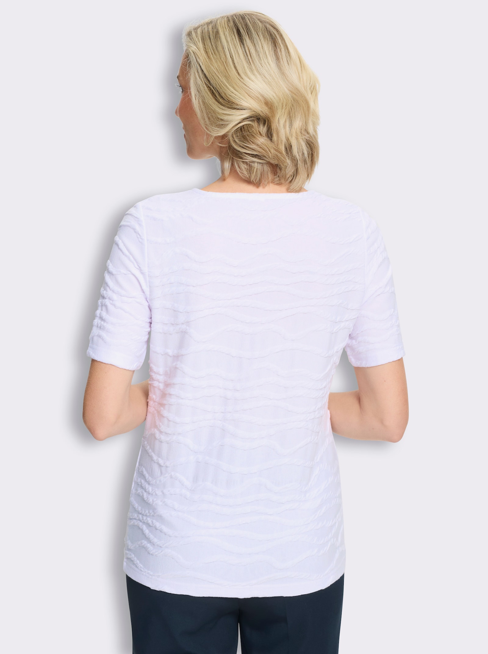Shirt met korte mouwen van structuur-jersey - wit
