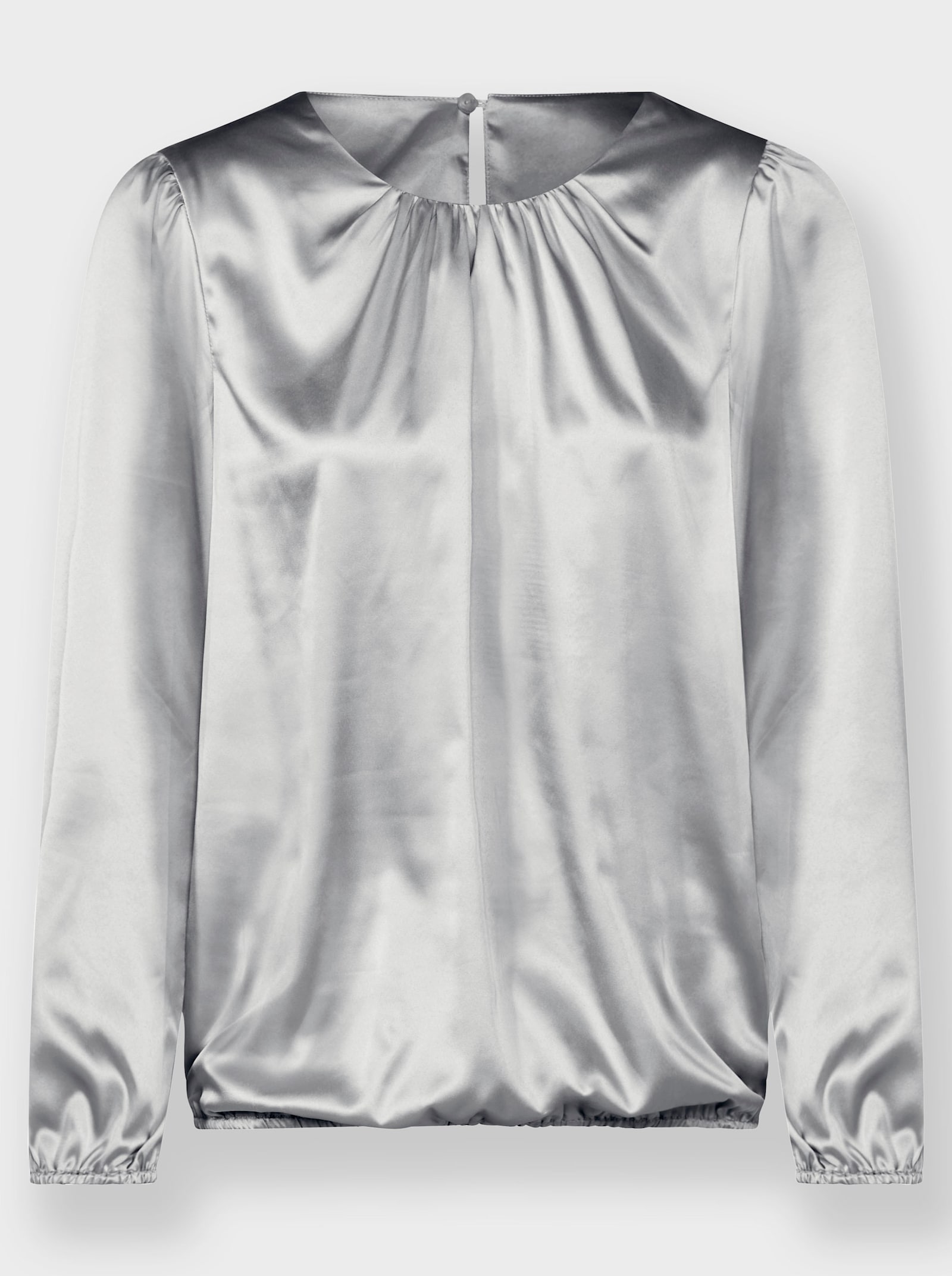Satinbluse mit Raffungen - hellgrau