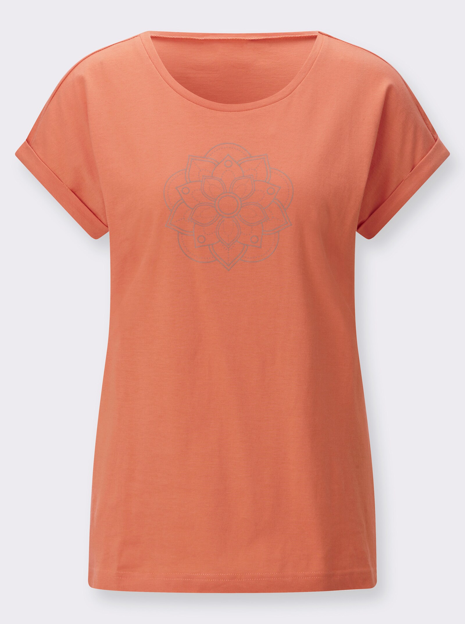  Freizeitshirt mit fixiertem Ärmelaufschlag - papaya