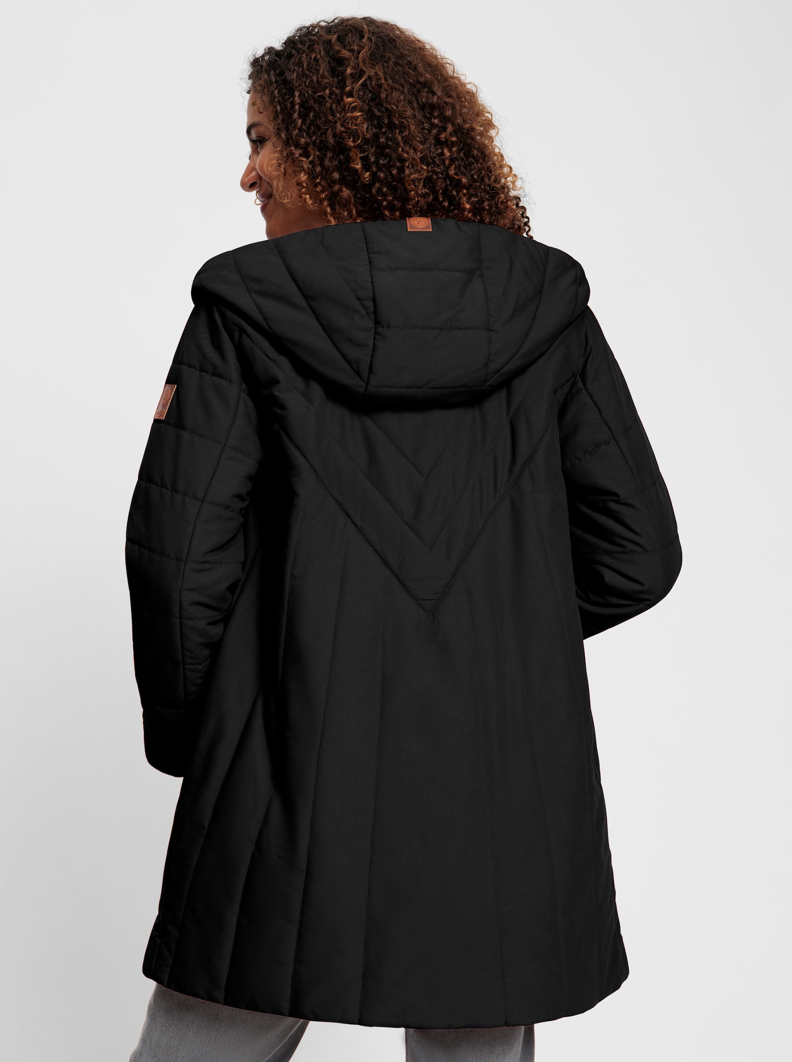 Jacke im Steppmuster-Mix, wärmend - schwarz-steingrau