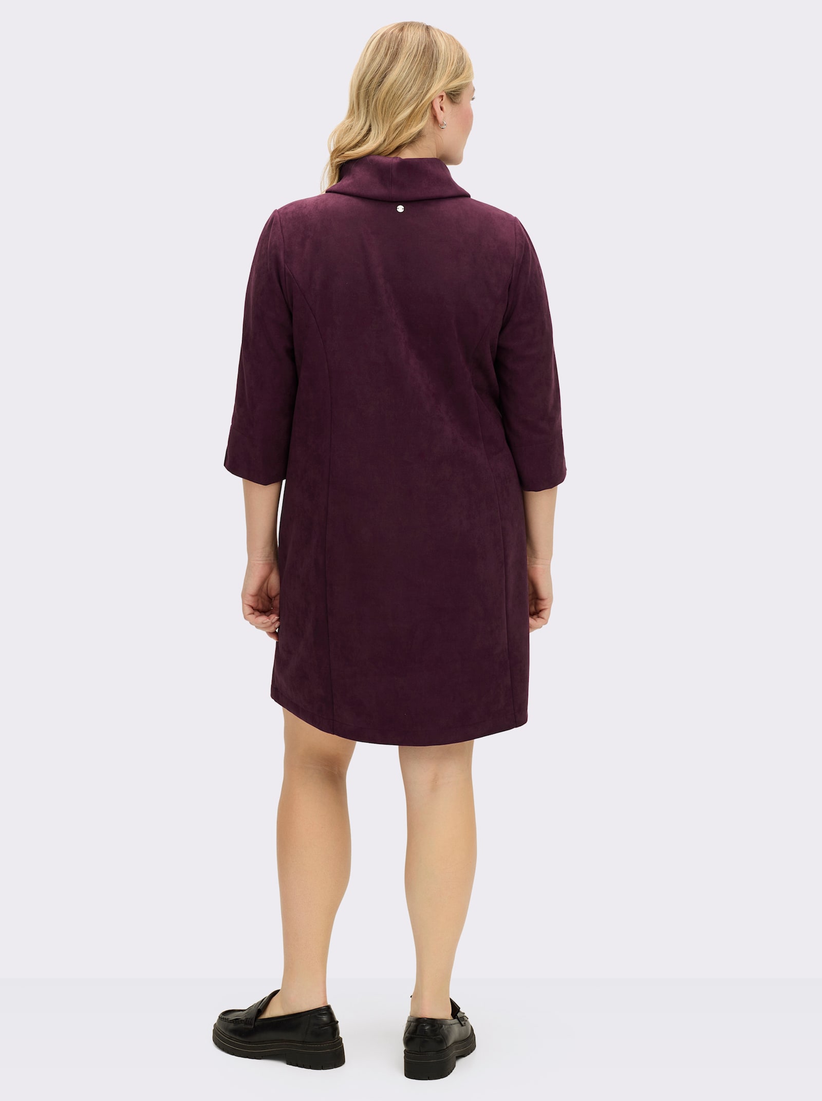 sheego A-Linien-Kleid in Veloursleder-Optik - burgund