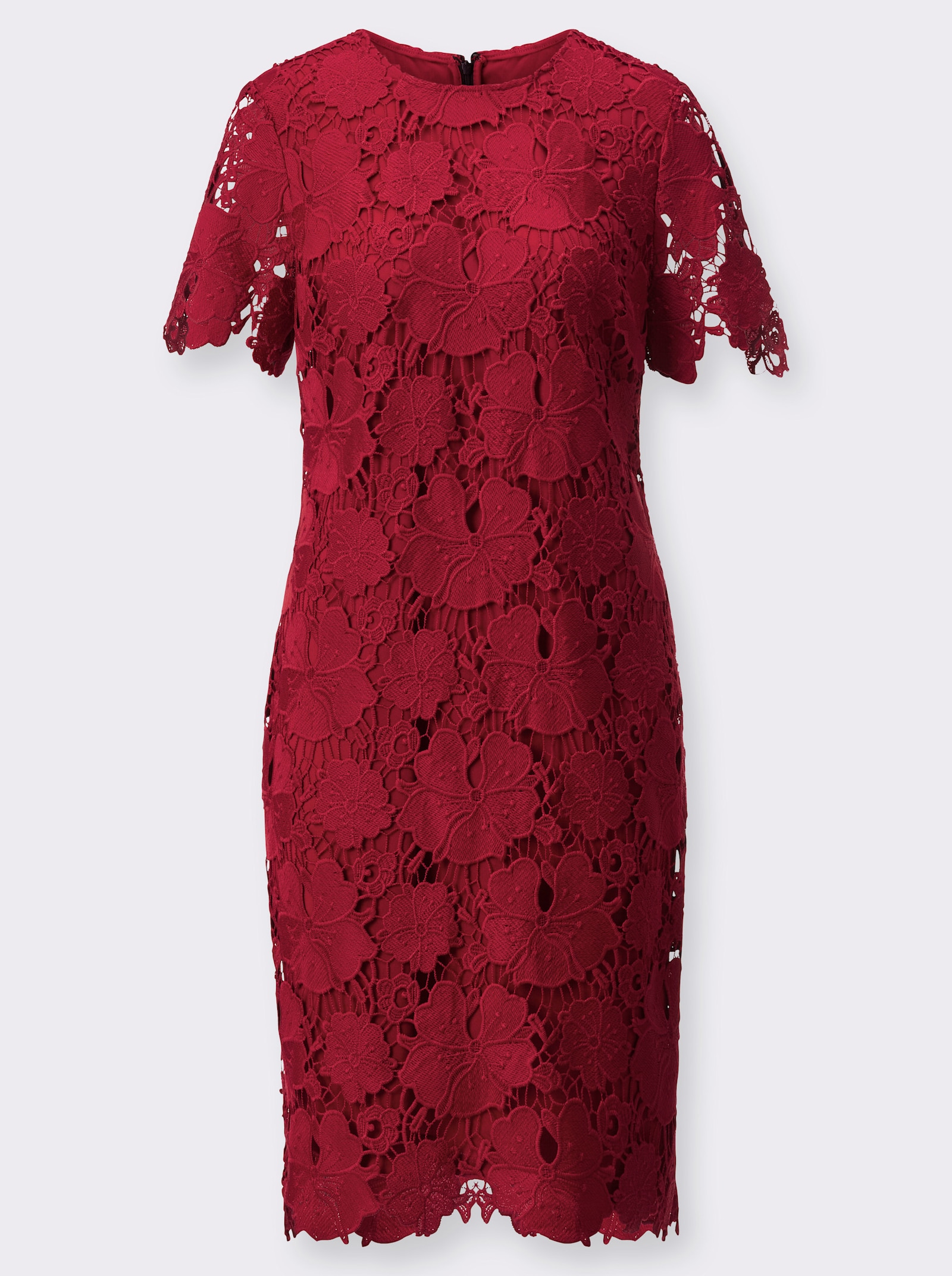 Robe en dentelle avec longue fermeture à glissière - cerise