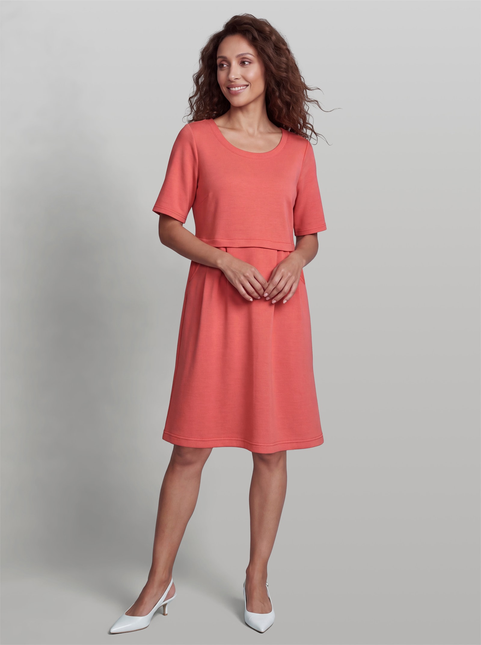 heine Sweatkleid mit Teilungsnaht - grapefruit