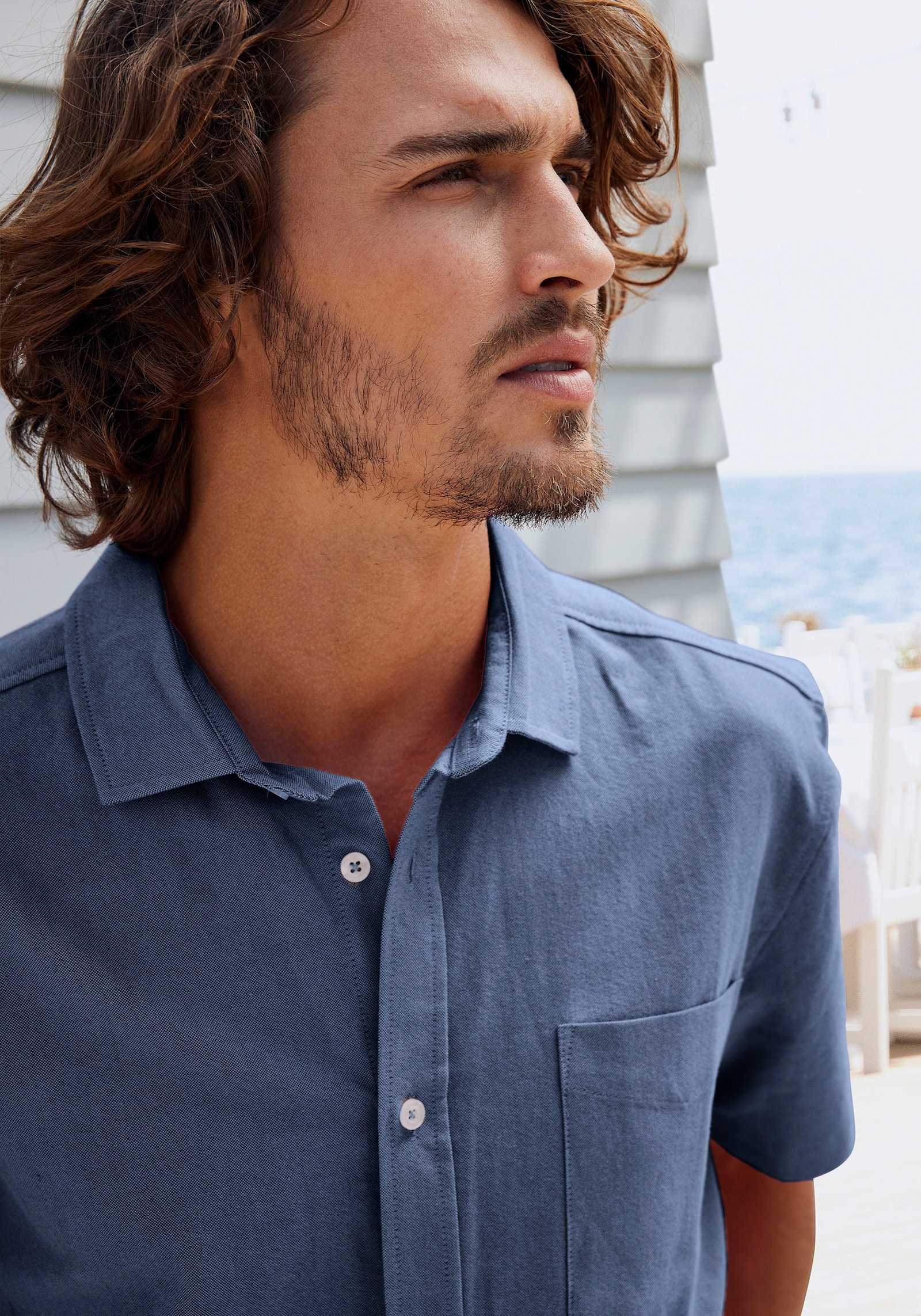 H.I.S Kurzarmhemd - dunkelblau