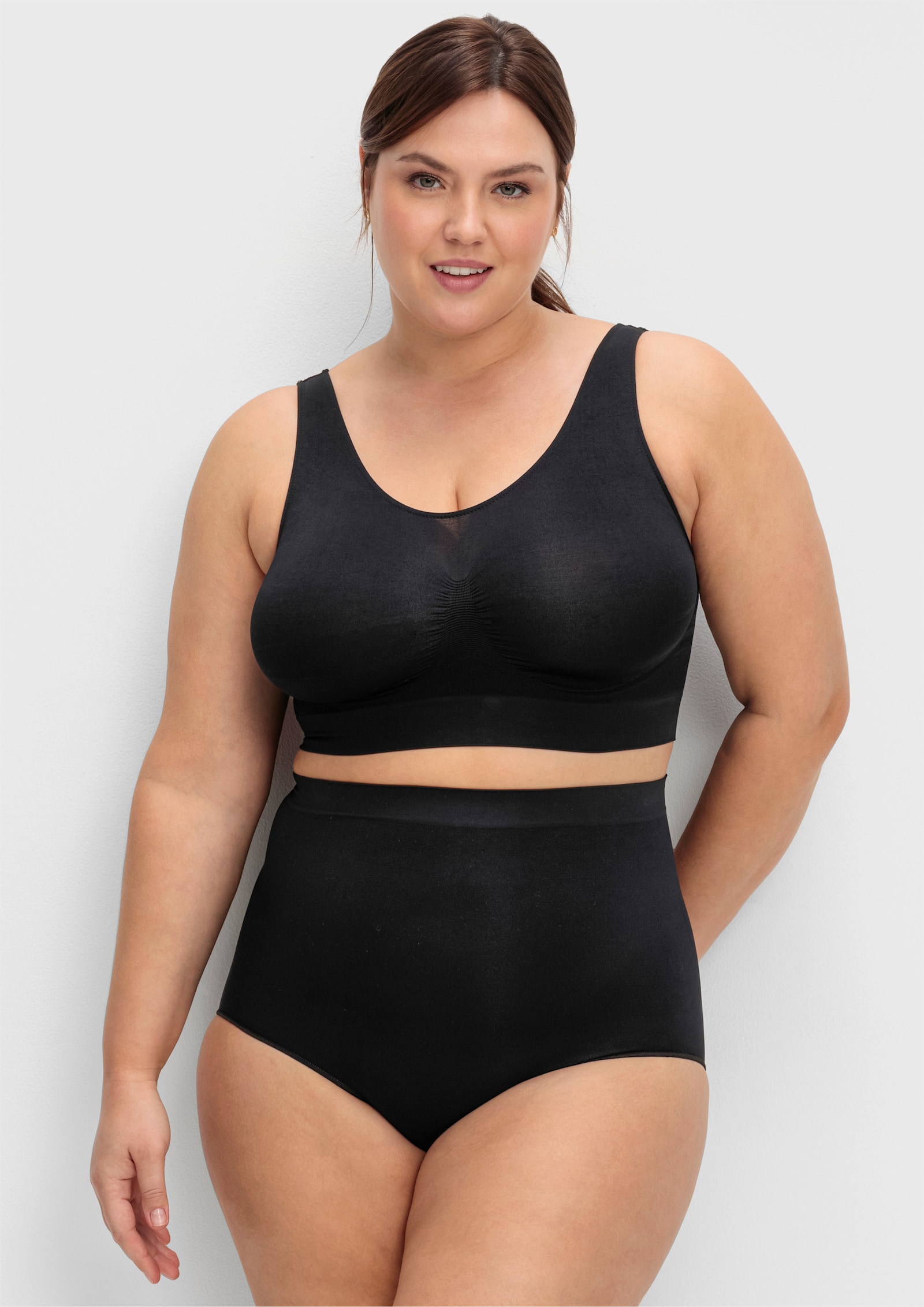 sheego T-Shirt-BH in Bustierform, Doppelpack - hautfarben+schwarz