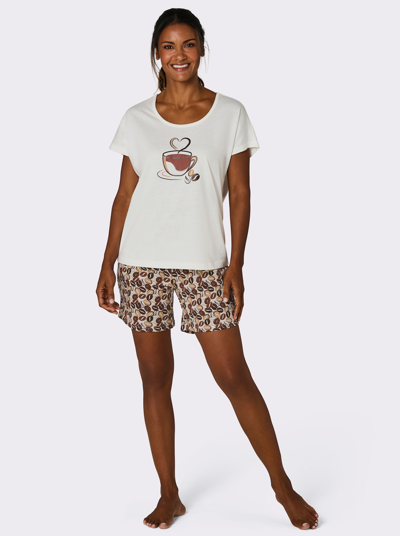 wäschepur Shorty - ecru-camel-bedruckt