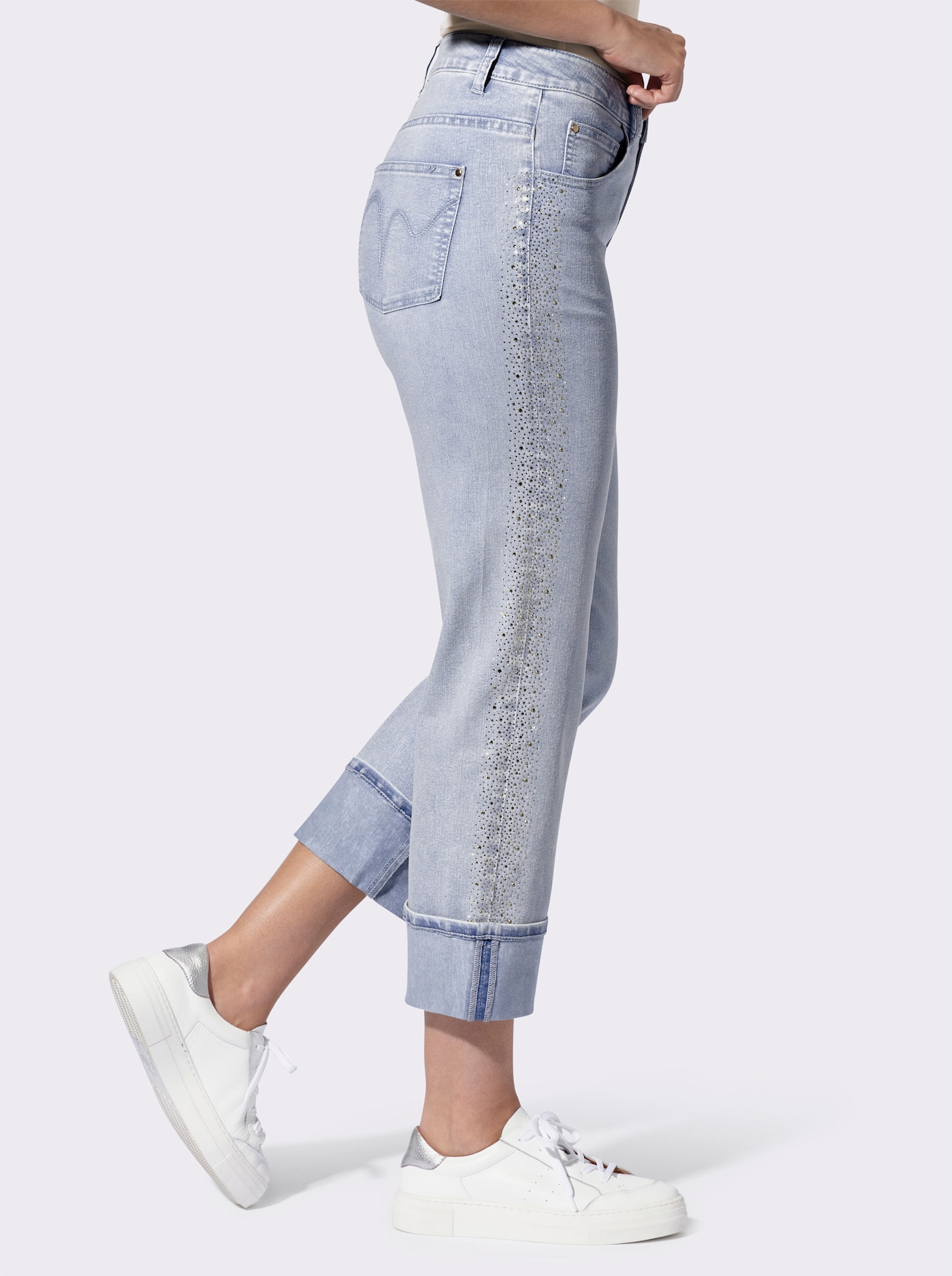 heine Jeans mit fixiertem Umschlag - blue-bleached