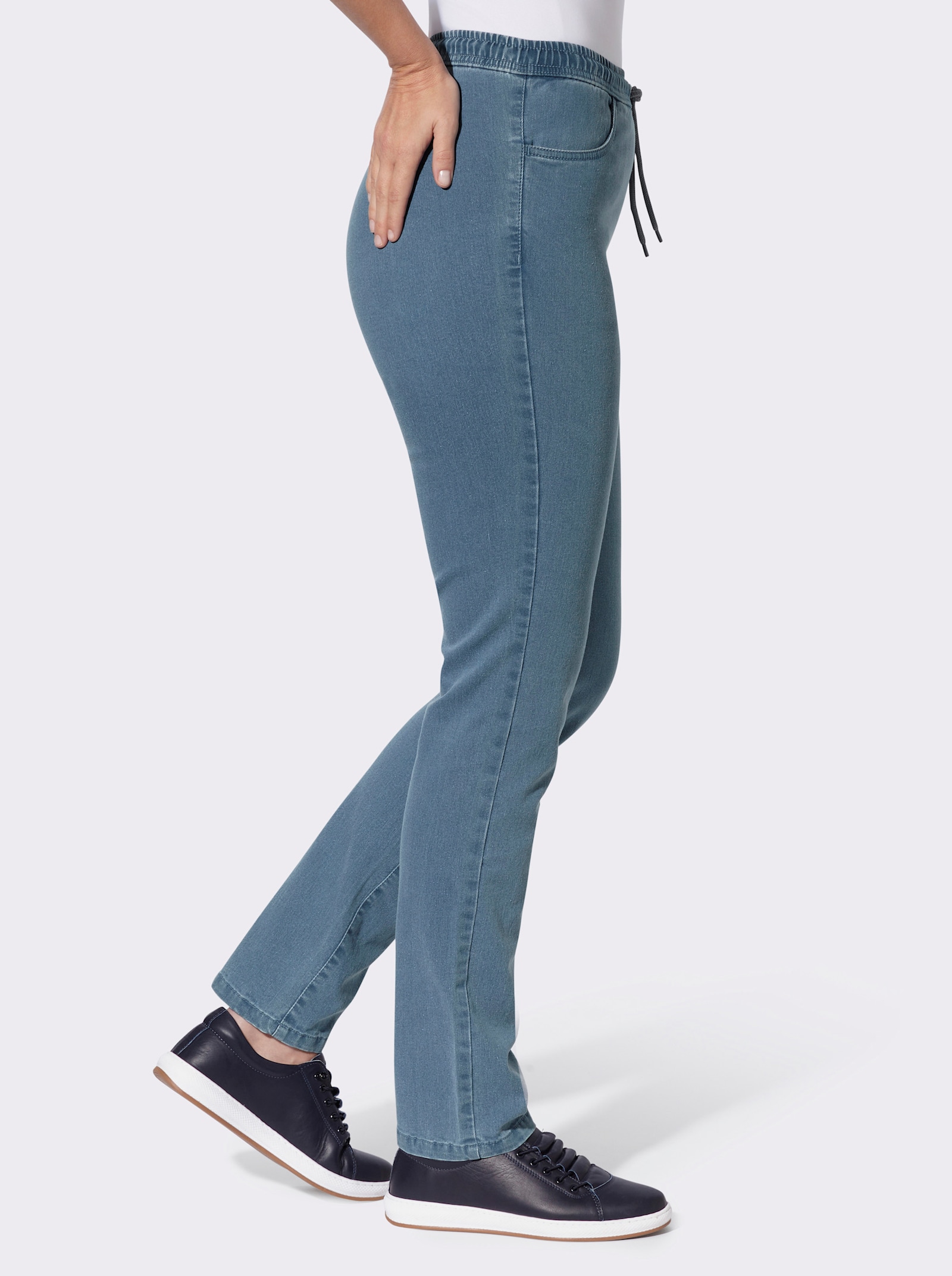 Thermojeans mit Rundum-Dehnbund - blue-bleached