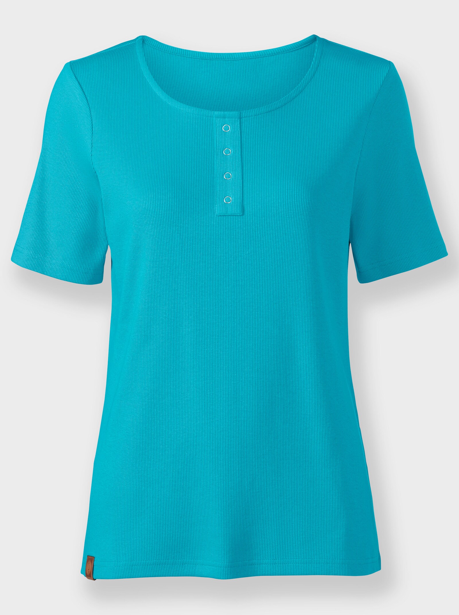 T-shirt avec patte de boutonnage décorative - turquoise