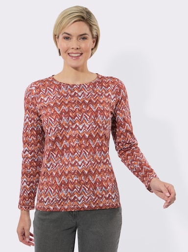 Shirt mit Grafik-Muster - rotbraun-papaya-bedruckt