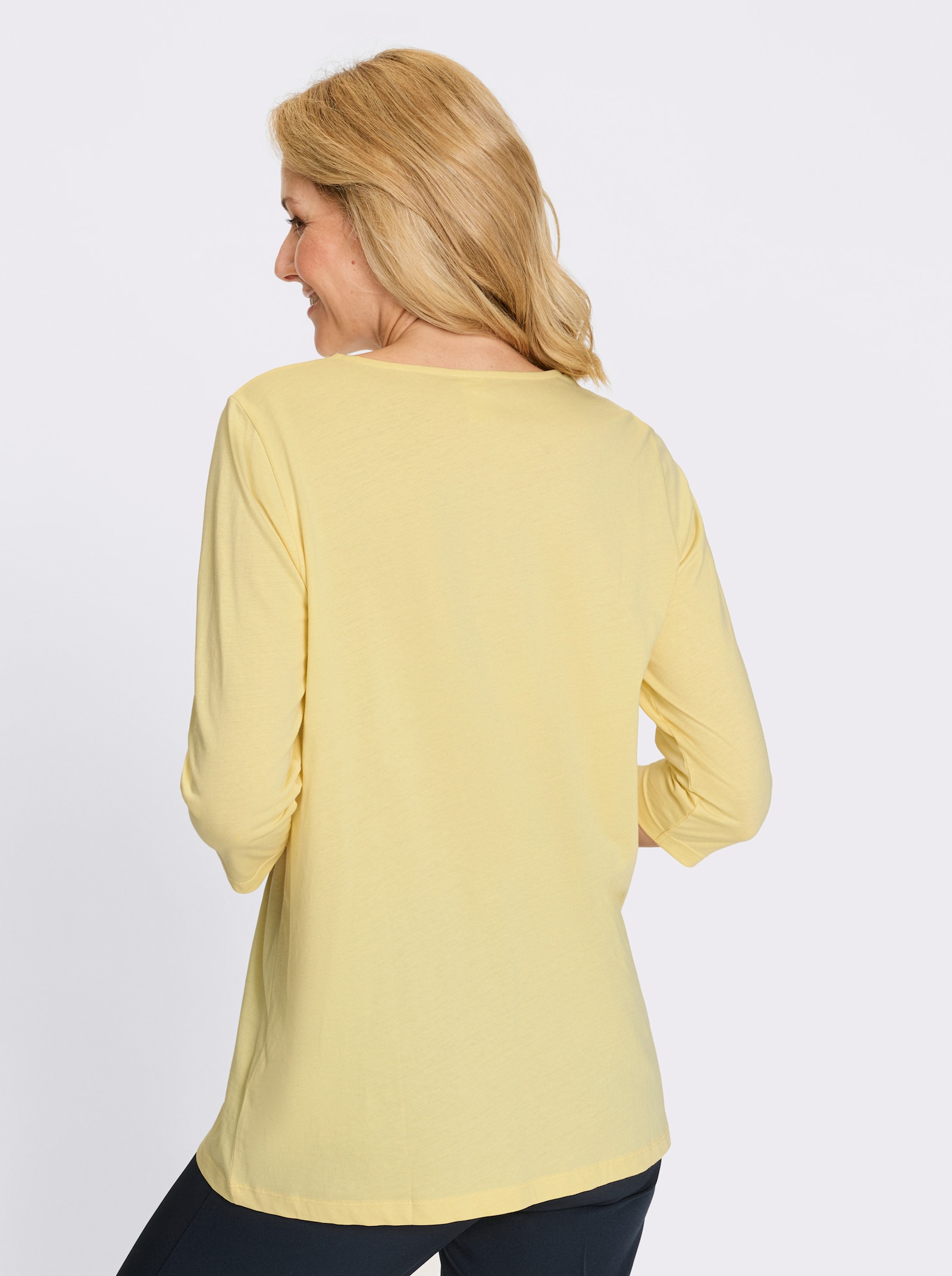 Longshirt mit bedrucktem Einsatz vorne - zitrone-mint