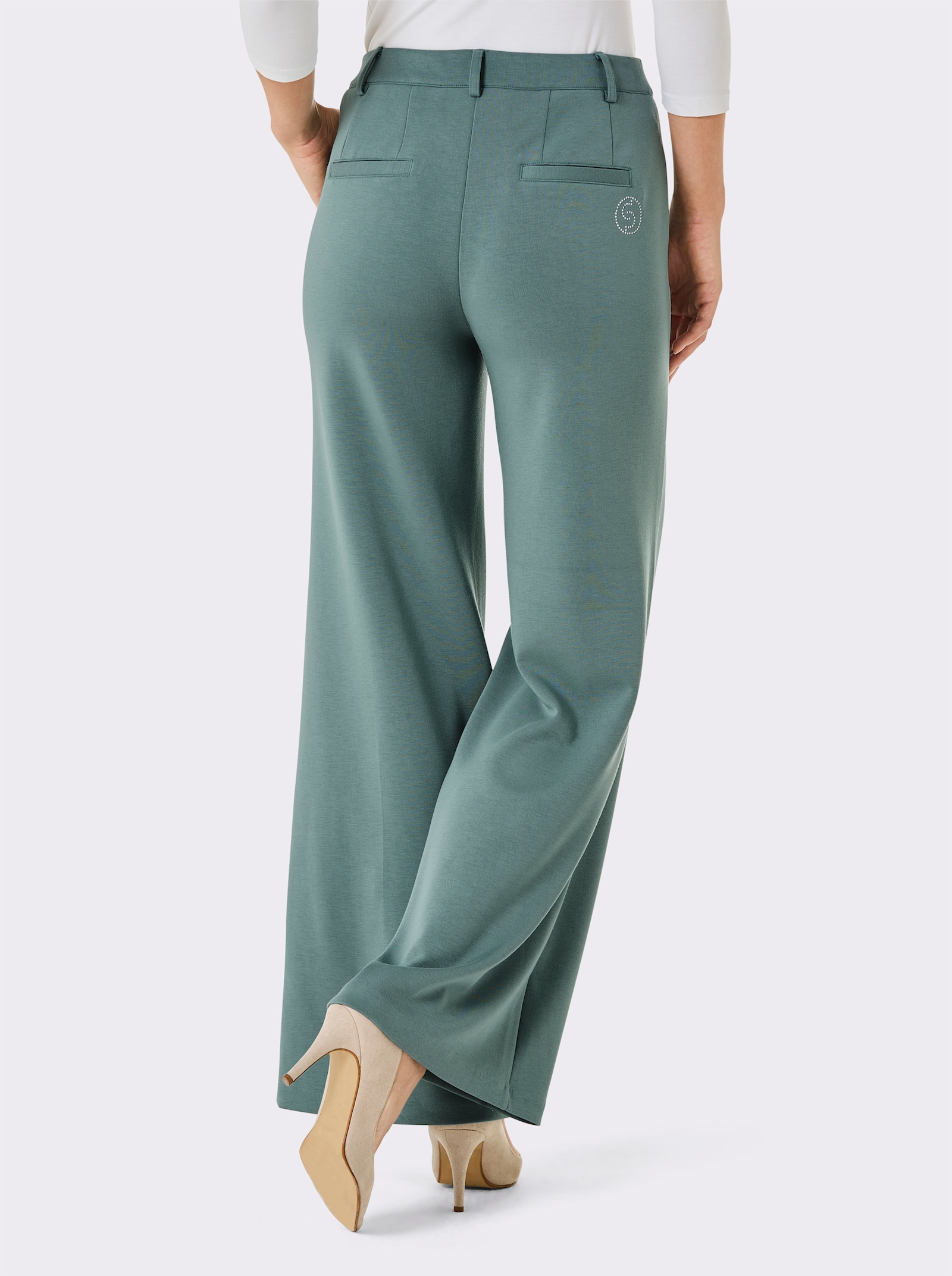 CREATION L PREMIUM Hose in dezent glänzender Jersey-Qualität - jade