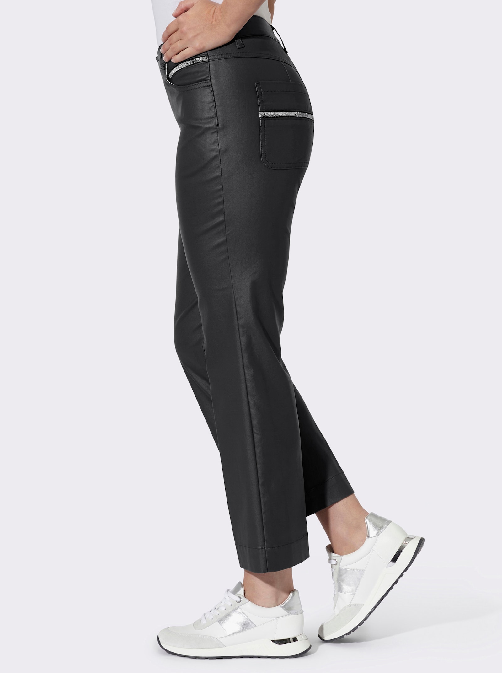 heine Ankle-Jeans mit Glanz-Beschichtung - schwarz