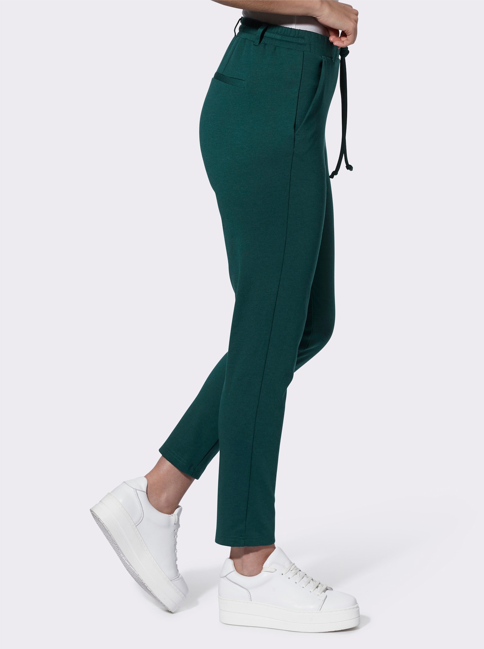 Jerseyhose mit Tunnelzug in der Taille - petrol