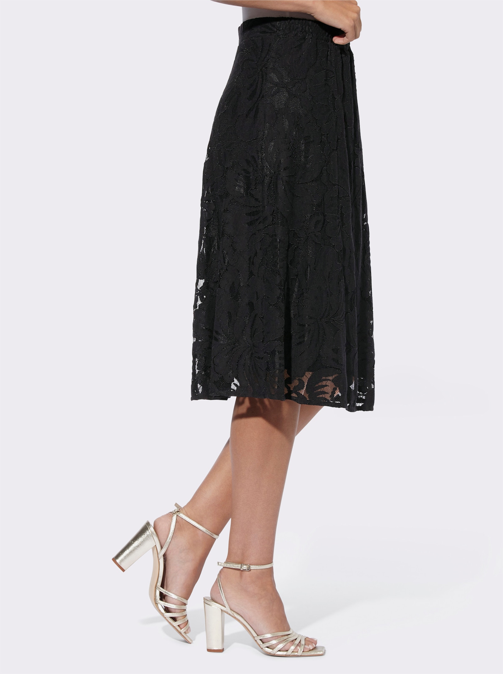 heine A-Linien-Rock mit rückwärtigem Dehnbund - schwarz