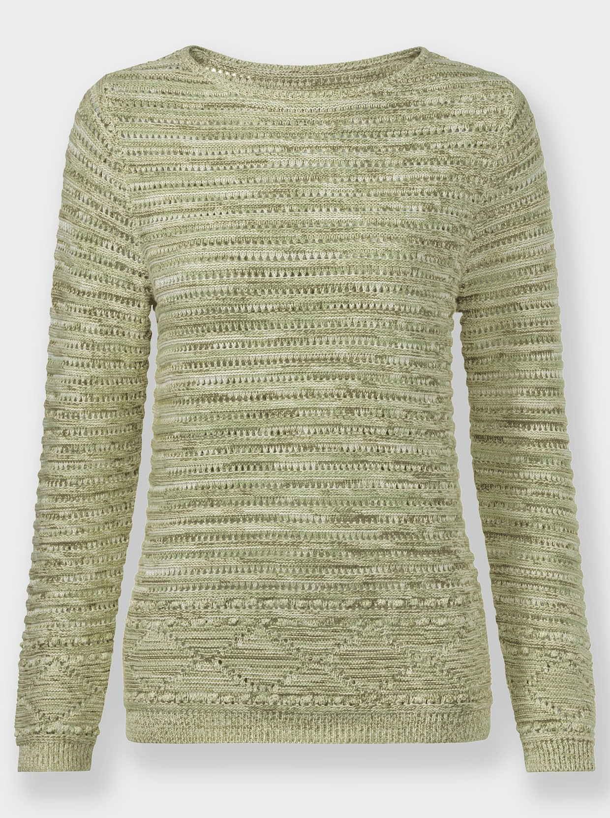 Pullover - ecru/lindegroen gemêleerd