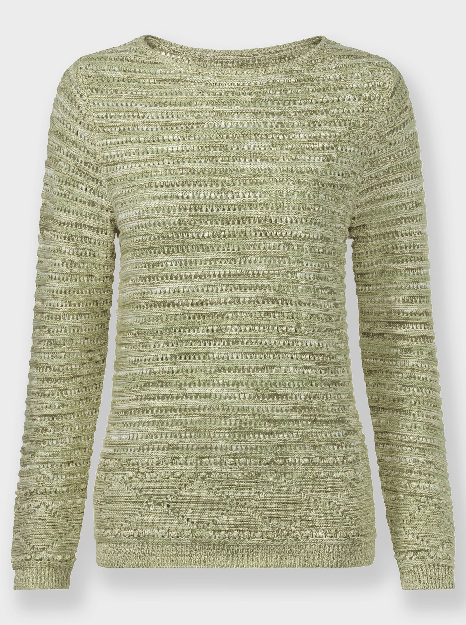 Pullover aus mehrfarbigem Melange-Garn - ecru-lindgrün-meliert