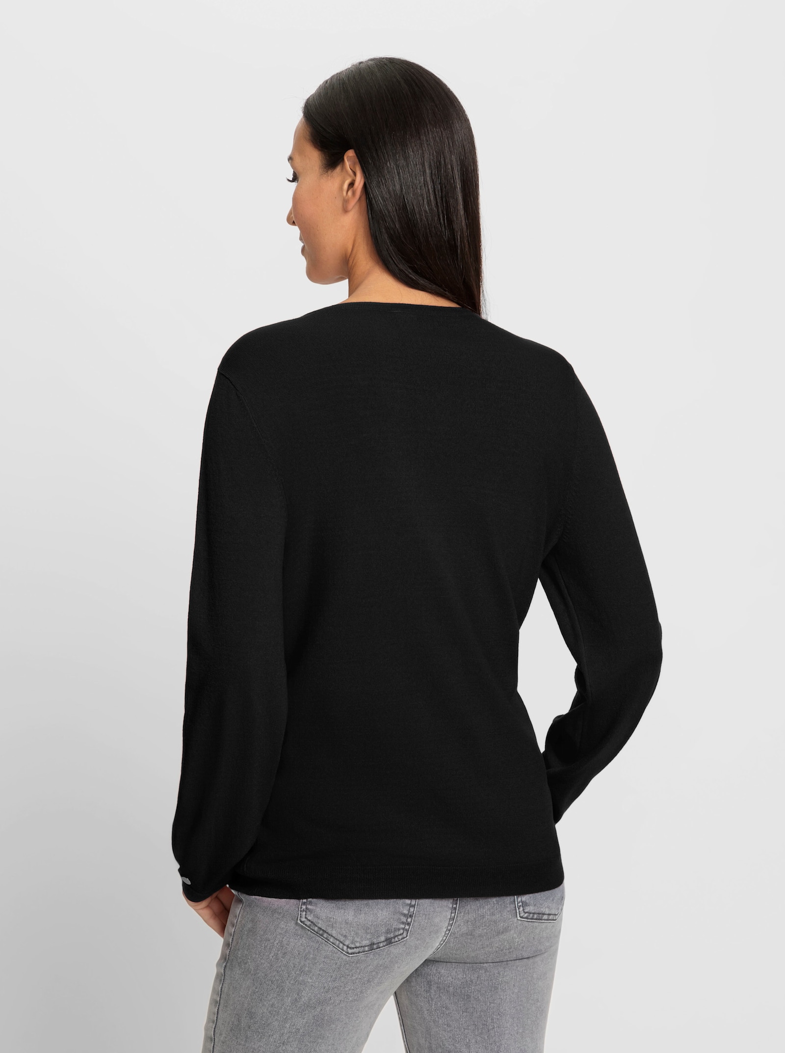 heine Feinstrickpullover mit Faltenakzent am Ärmel - schwarz