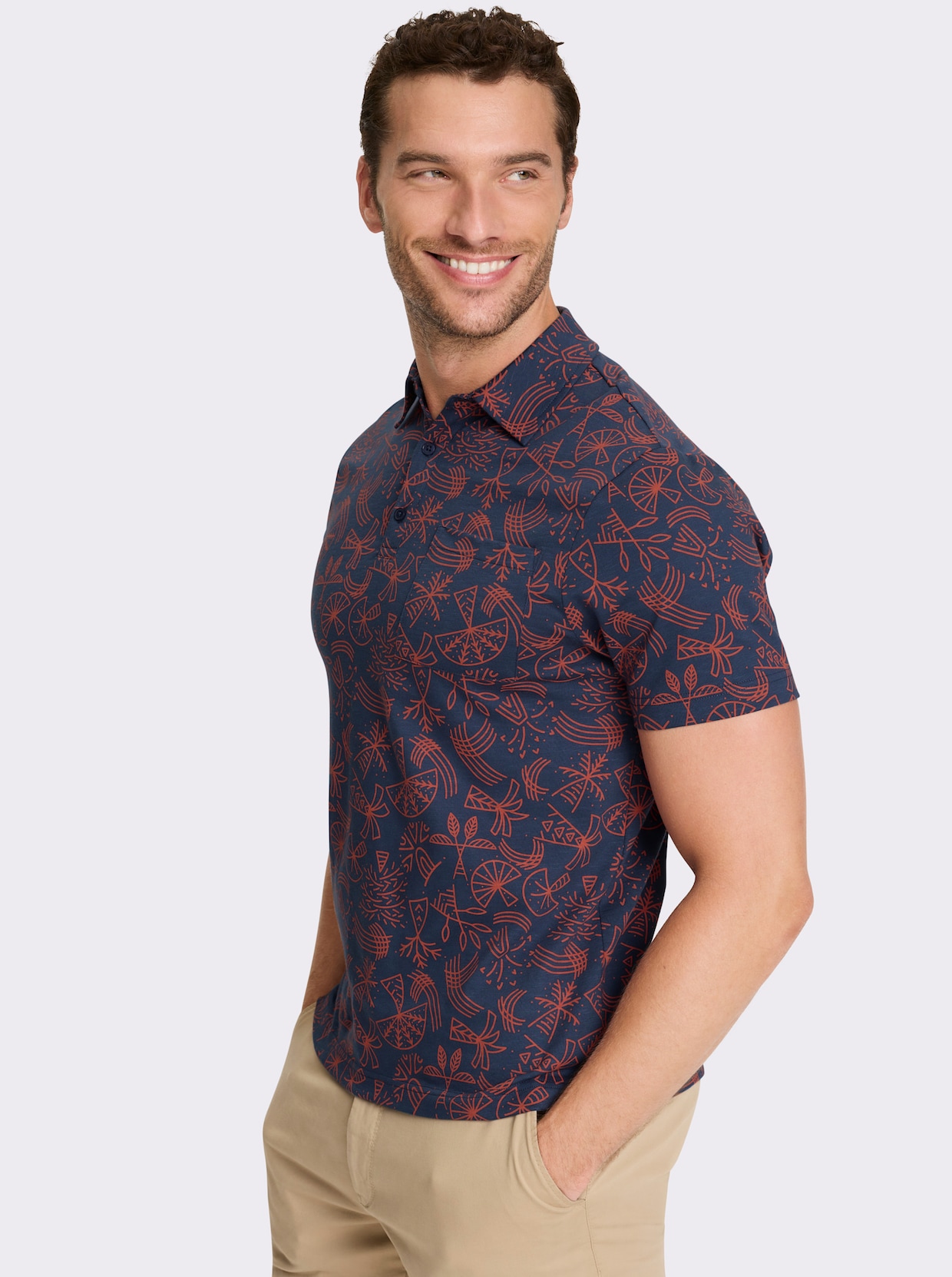 Marco Donati Kurzarmshirt - dunkelblau-bedruckt