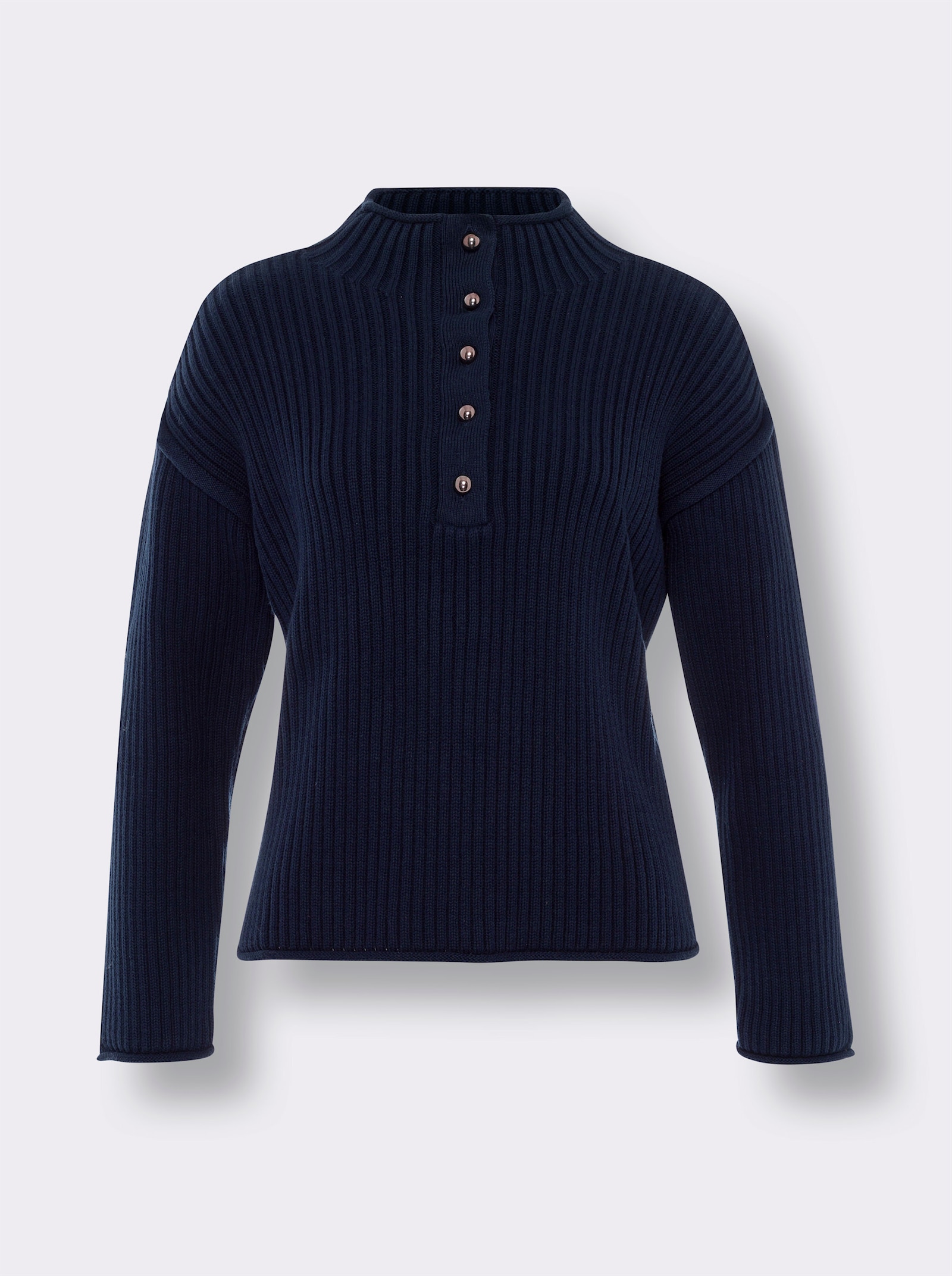 heine Pull à col montant avec patte de boutonnage courte - marine