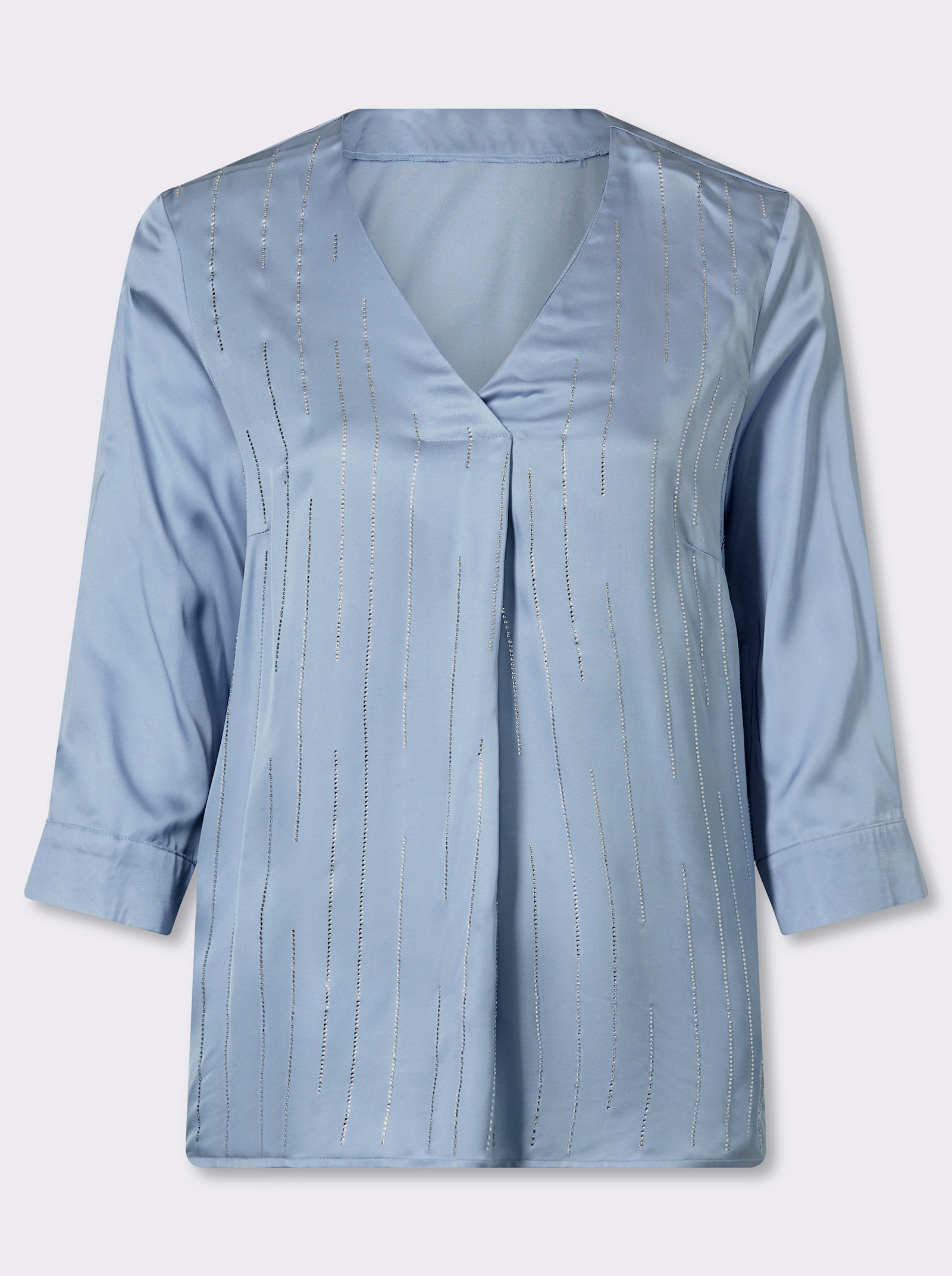heine Satinbluse mit Glitzersteinchen - eisblau