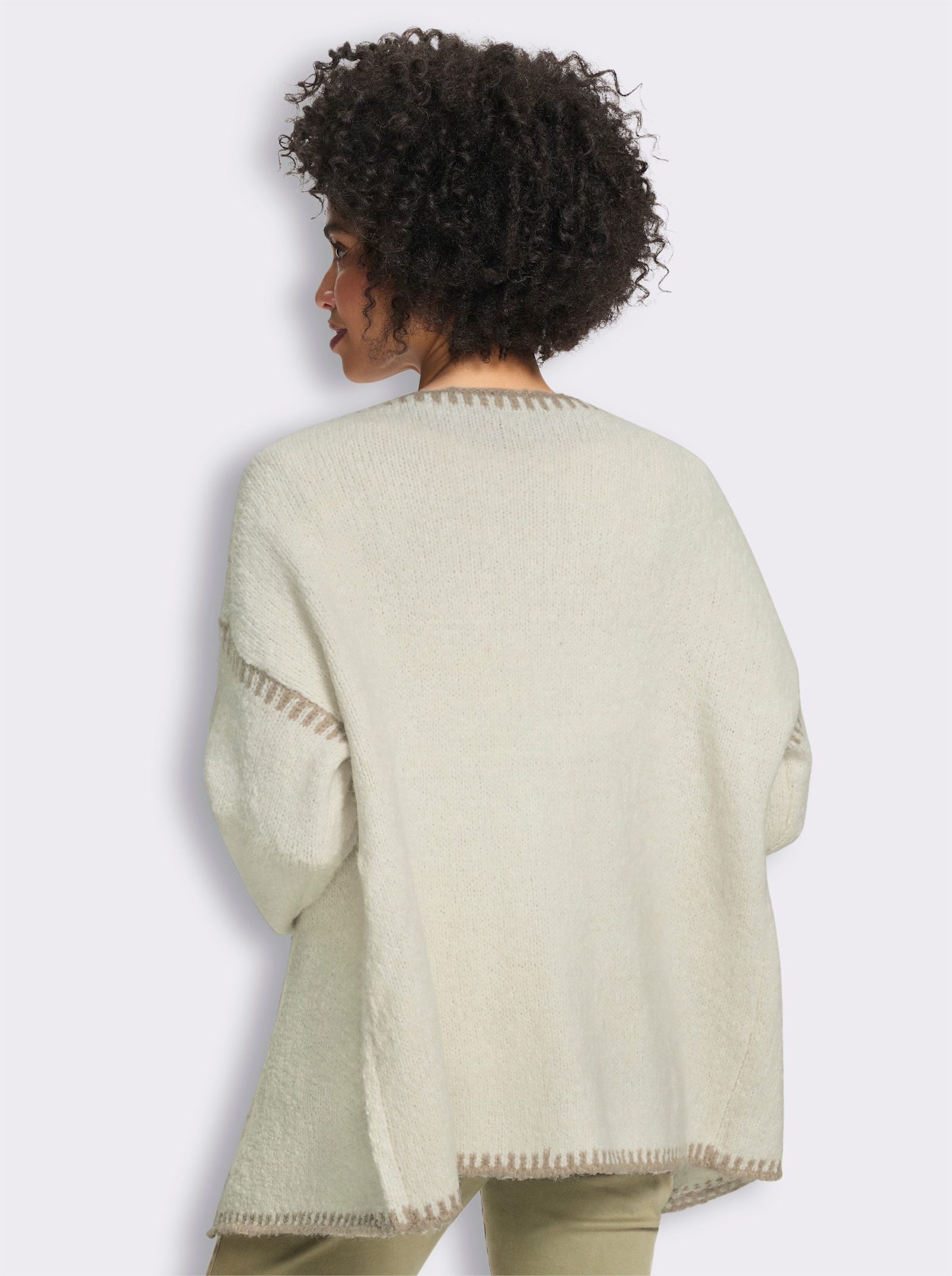 heine Strickjacke mit Kontrast-Details - champagner