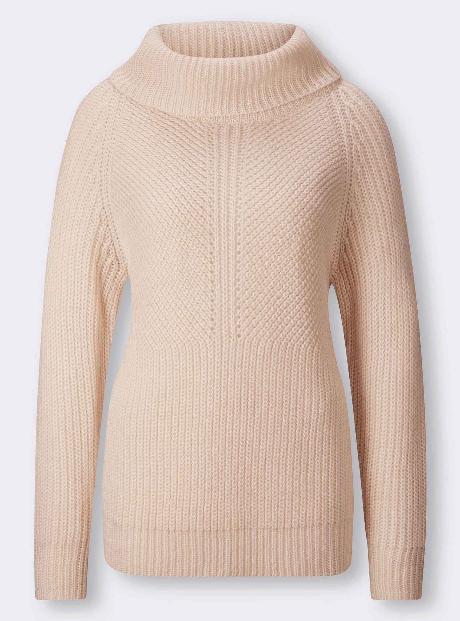 heine Rollkragenpullover mit aufwendigem Strickmuster - champagner