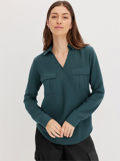 Schlupfbluse aus reiner Viskose (ECOVERO) - petrol