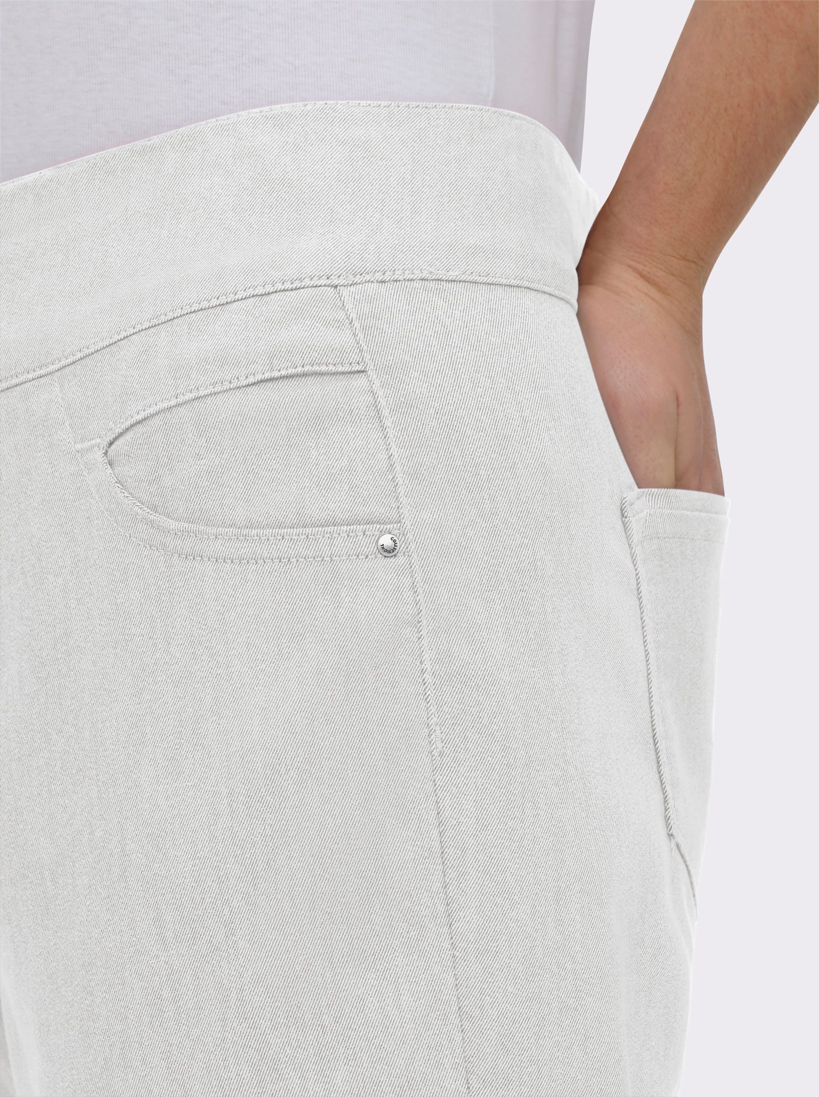 Schlupfhose mit hohem Dehnbund - weiß