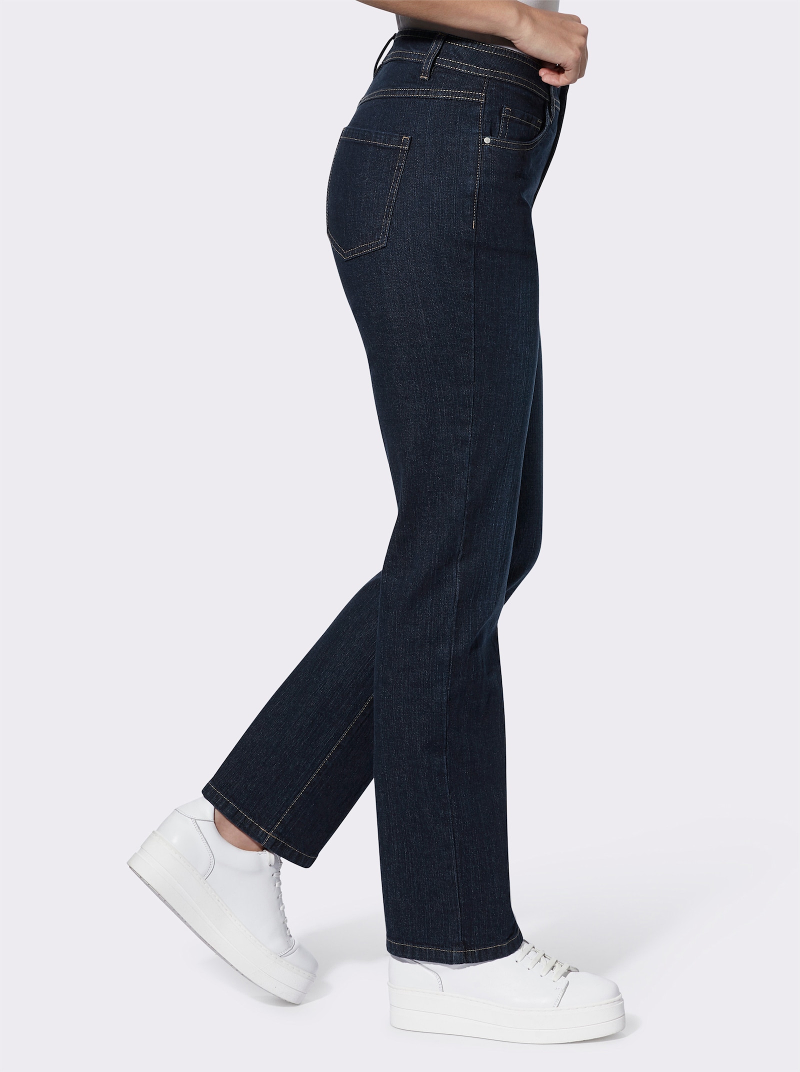 5-pocketjeans met casual wijde pijpen - dark-blue